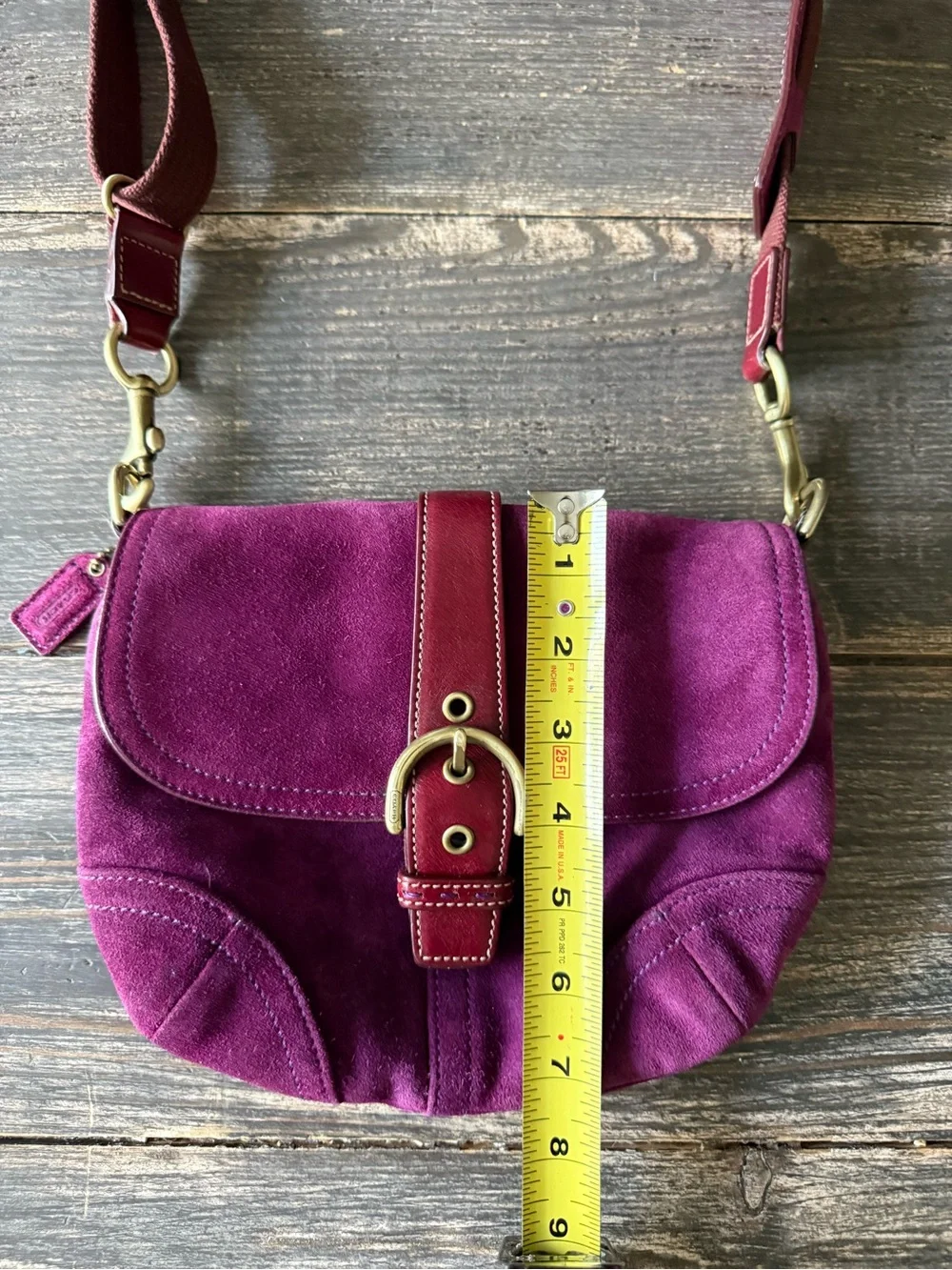Vintage Coach Soho Plum Suede Buckle Flap Bag 2004-2005 Rare Y2K